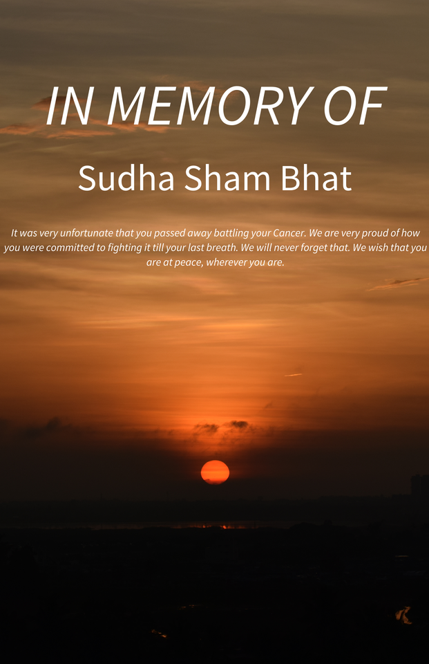 Photo shared for in honor of Sudha Sham Bhat