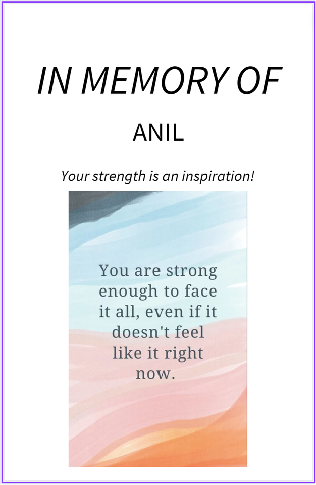 Photo shared for in memory of My uncle, Anil