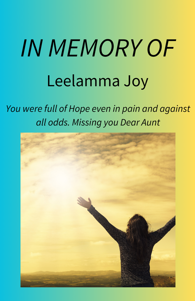 Photo shared for in memory of Leelamma Joy