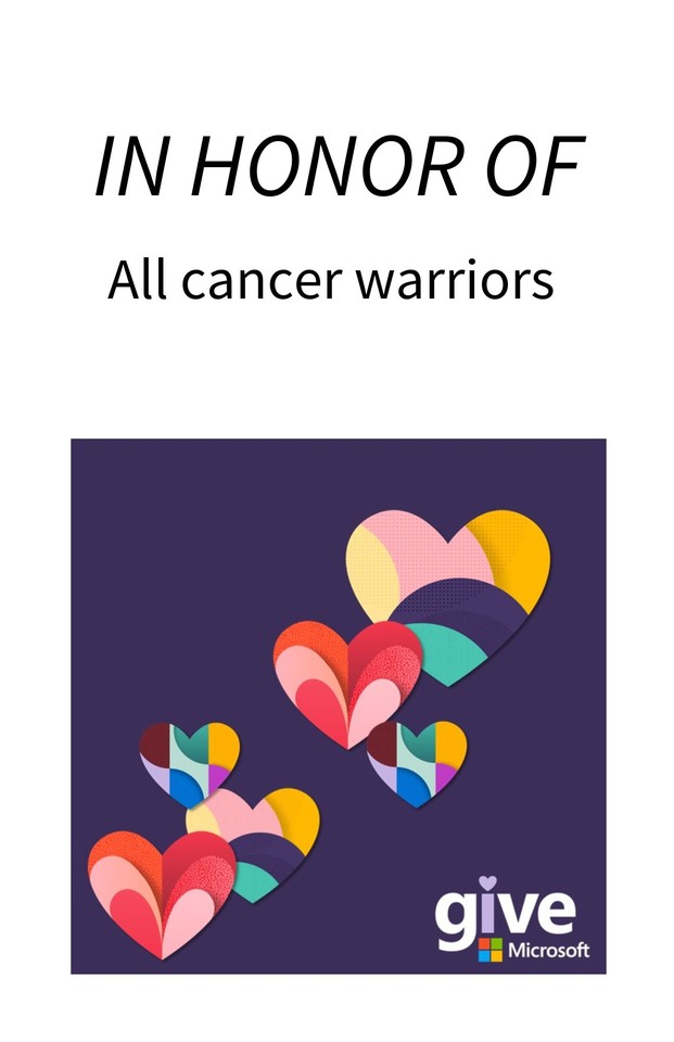 Photo shared for in honor of Cancer Warriors