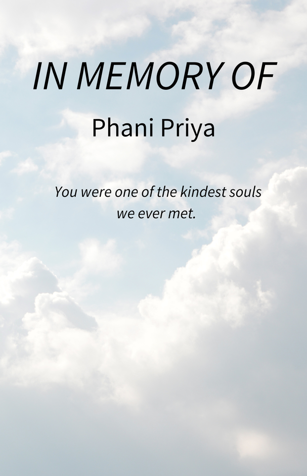 Photo shared for in memory of Phani Priya