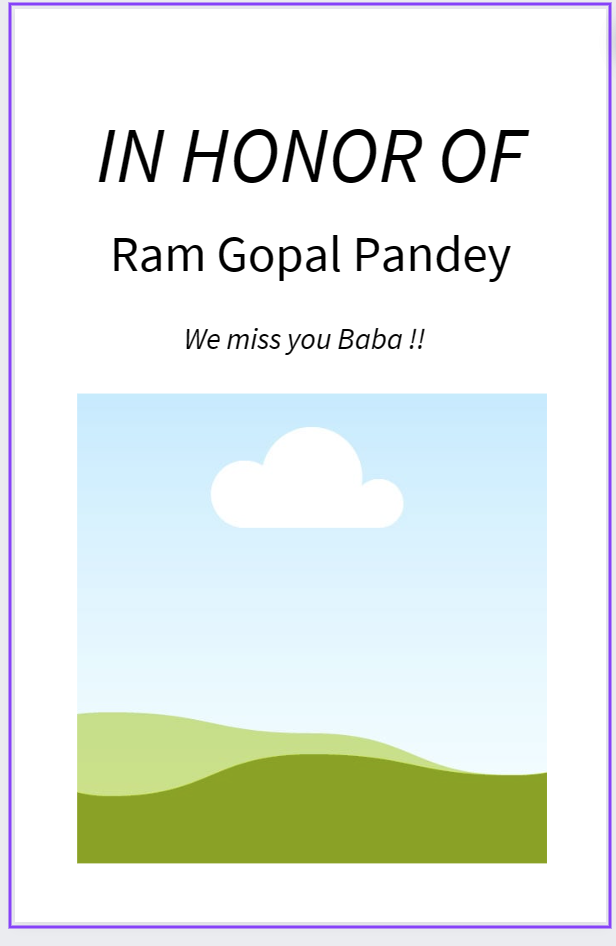 Photo shared for in memory of Ram Gopal Pandey