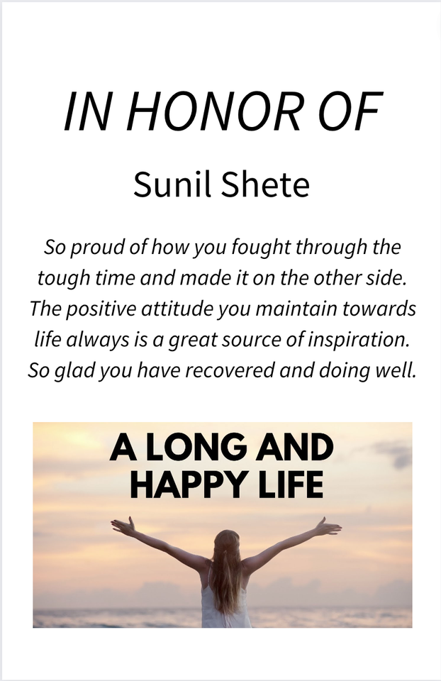 Photo shared for in honor of Sunil Shete