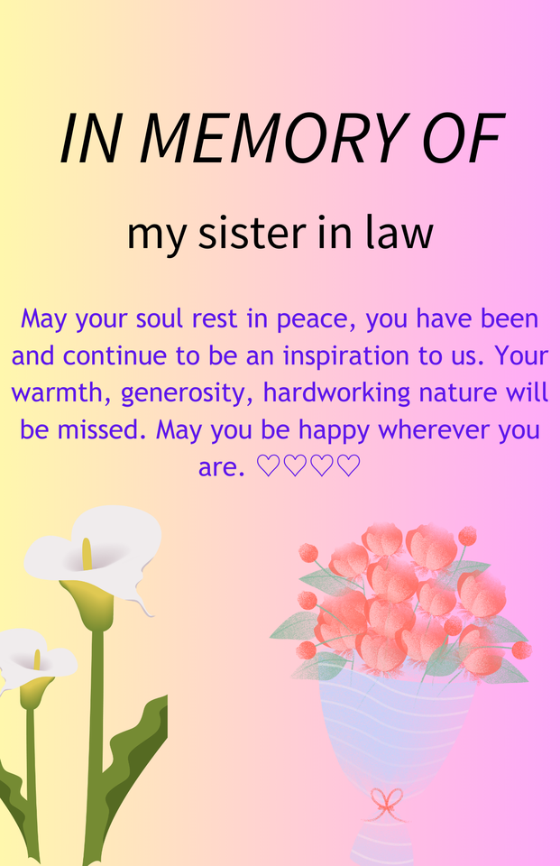 Photo shared for in honor of My sister in law