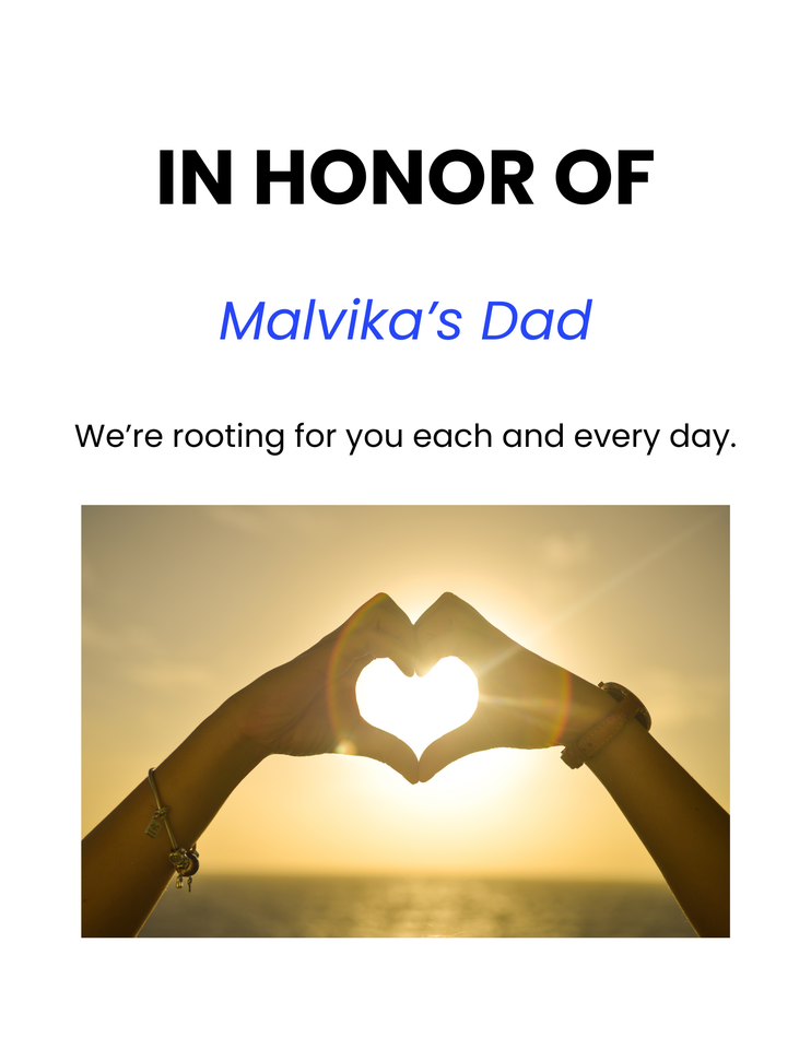Photo shared for in support of Malvika's Dad