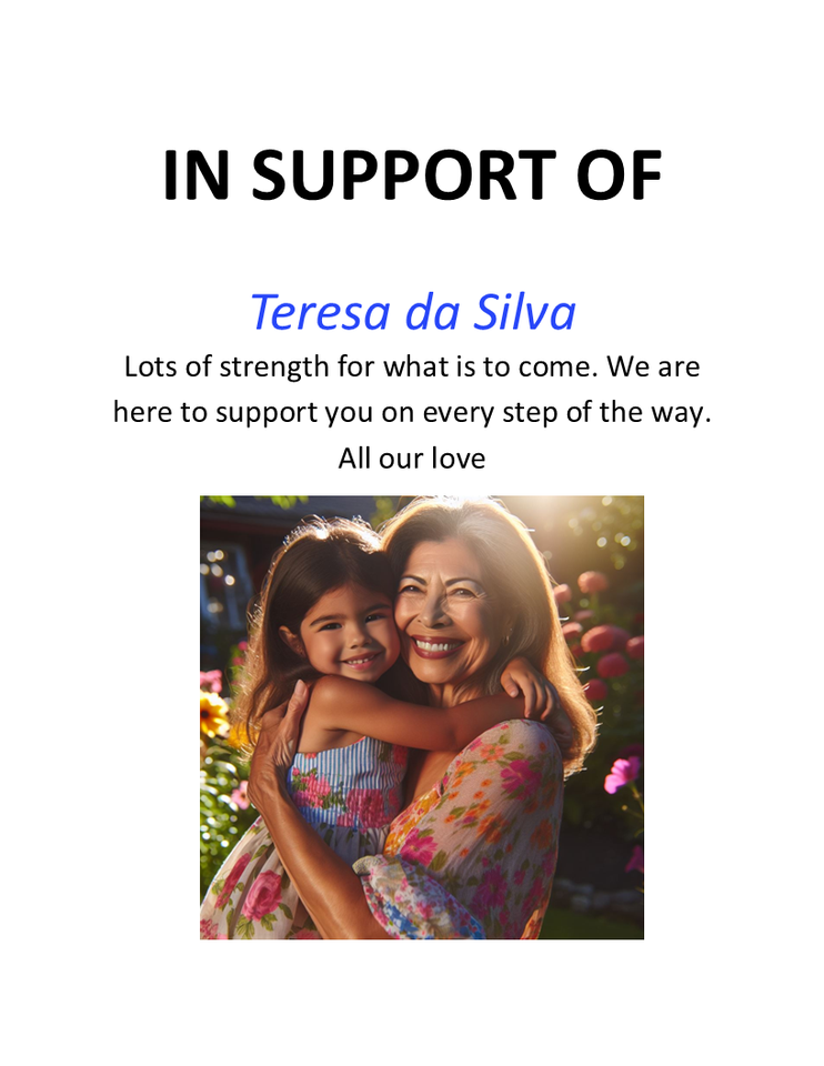 Photo shared for in support of Teresa da Silva