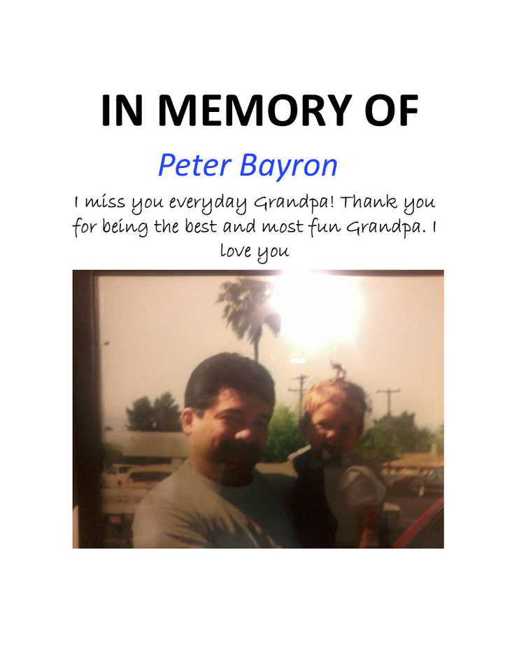 Photo shared for in memory of Peter Bayron