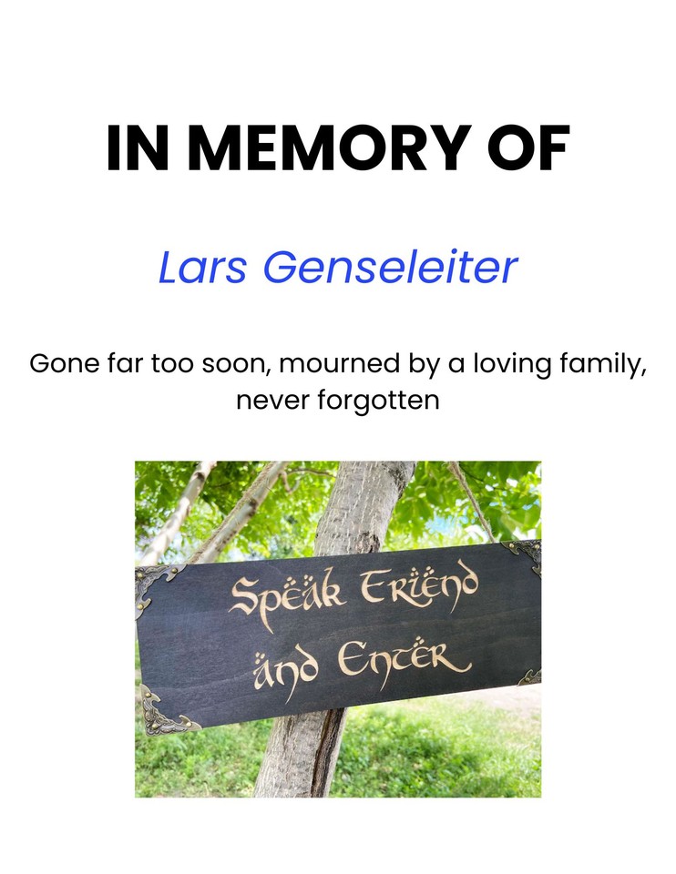 Photo shared for in memory of Lars Genseleiter