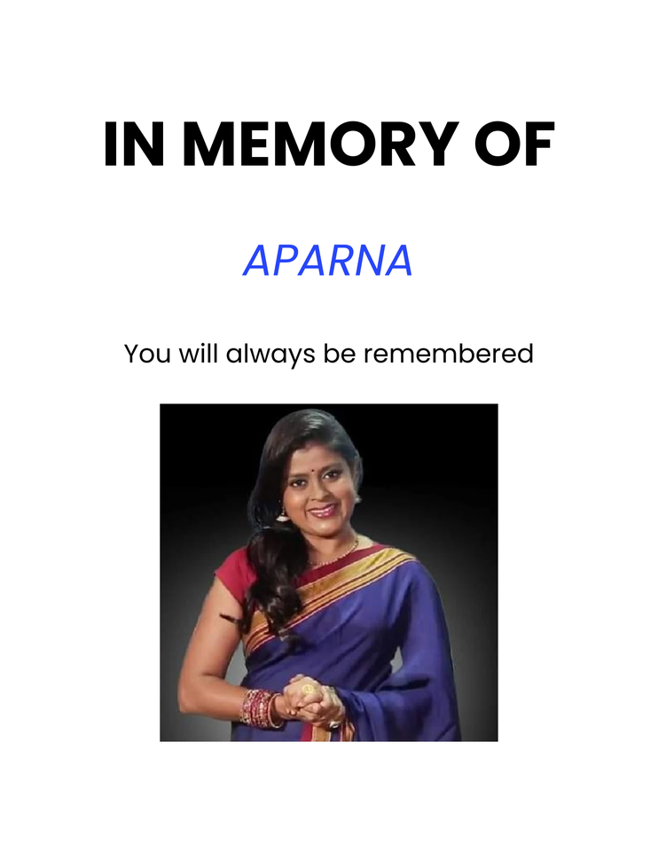 Photo shared for in memory of Aparna