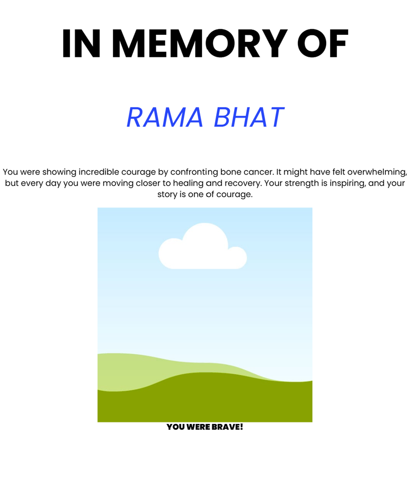 Photo shared for in memory of Rama Bhat