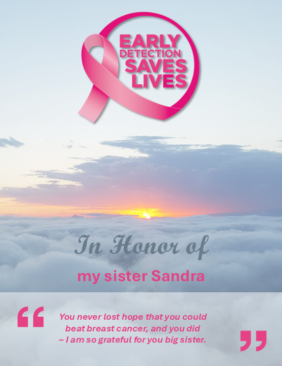 Photo shared for in honor of My sister Sandra