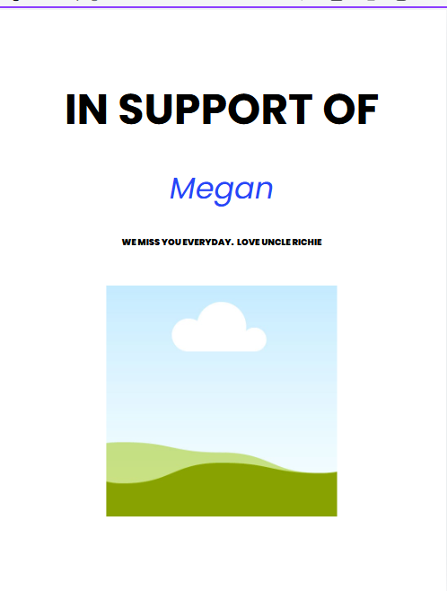 Photo shared for in memory of My niece Megan