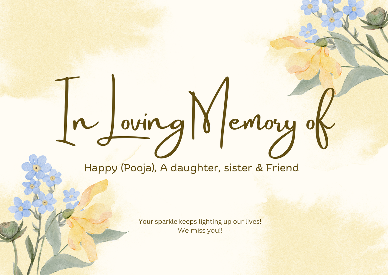 Photo shared for in memory of Happy (Pooja)