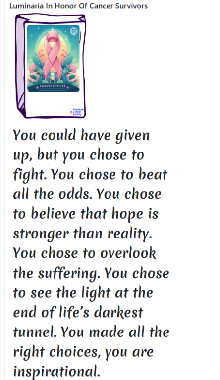 Photo shared for in honor of Cancer Survivors