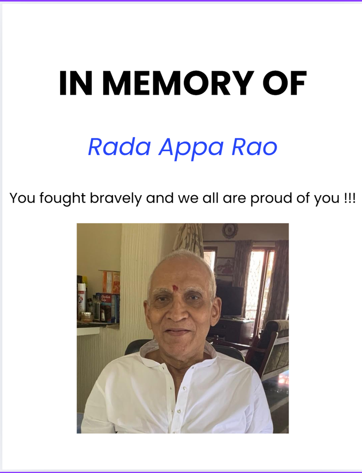 Photo shared for in memory of Rada Appa Rao