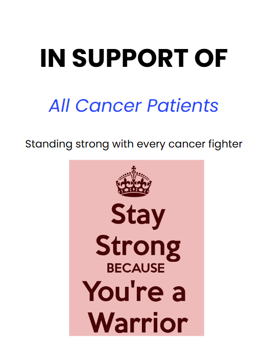 Photo shared for in support of All Cancer Patients