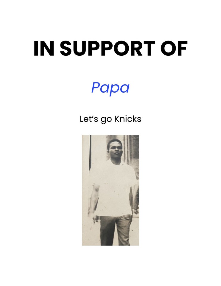 Photo shared for in support of Papa